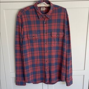 FAHERTY Red and Blue Plaid Casual Shirt, Size XL